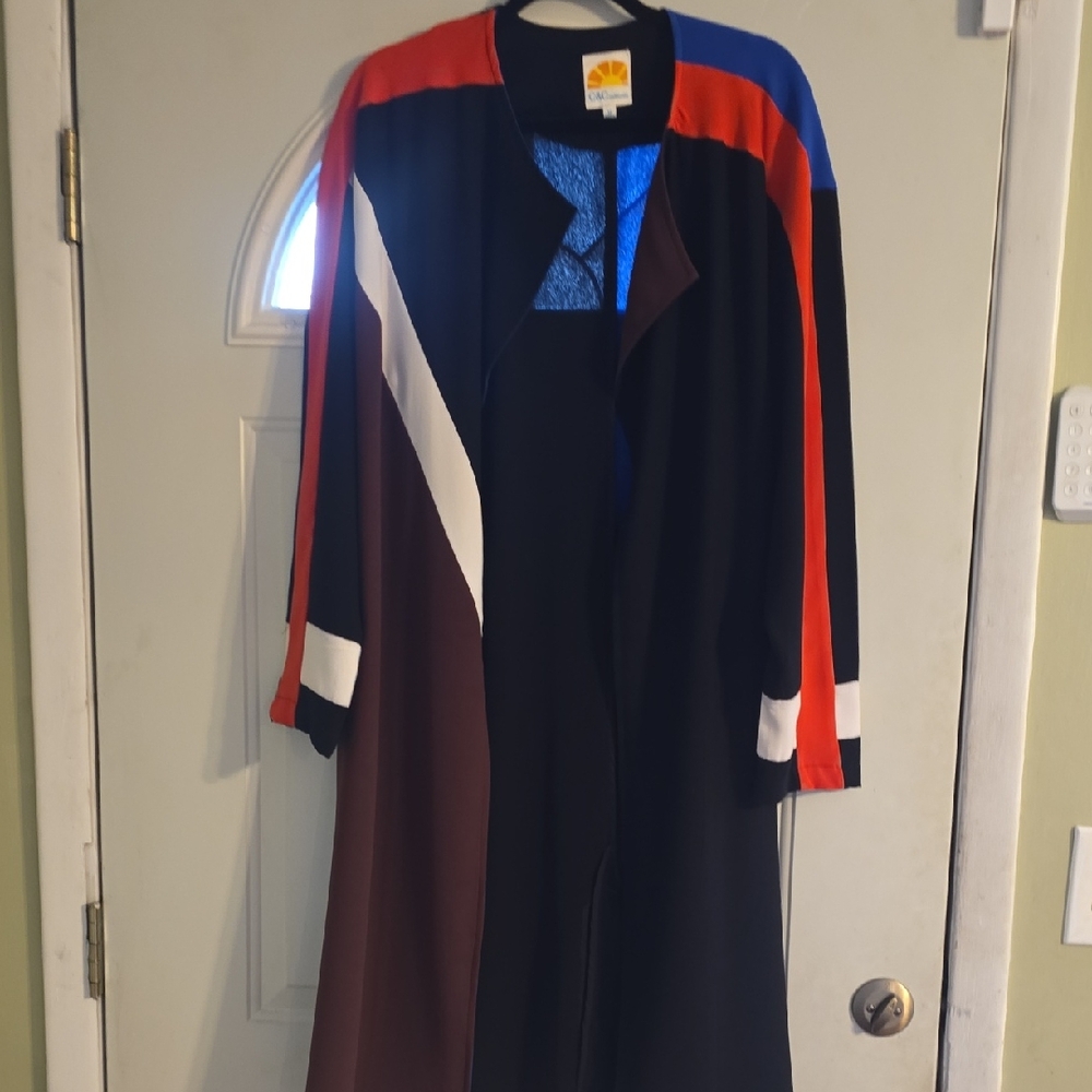 C&C California Colorblock Long Coatigan in Black, Red, Blue, Brown, White